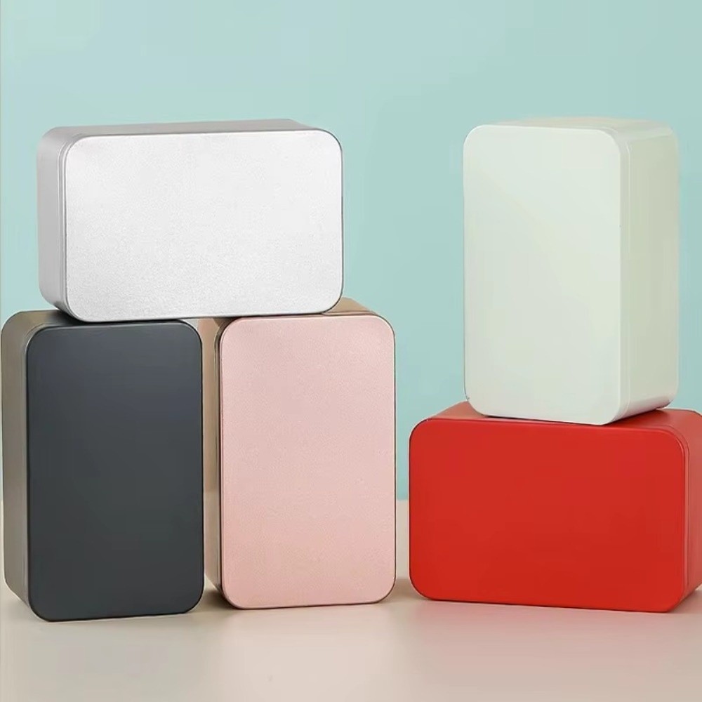 Tin Container Lid - Neue einfarbige Blechdose mit Deckel, Teedose,