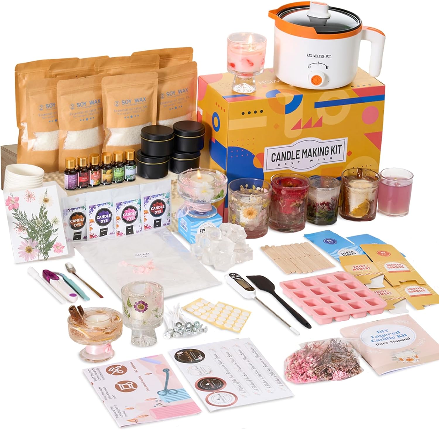 Candle Making For Beginners - 2-in-1 Soja- & Gelwachs DIY Kerzenherstellungs-Set