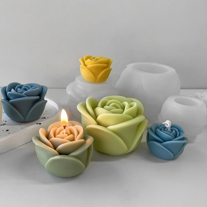 Candle Making For Beginners - Valentinstag Rosenblüten-Silikonform für Kerzen, 3D Pfingstrosenblüten-Seifen-Gips-Harzform,